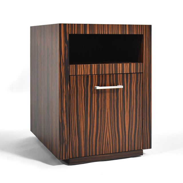 Bespoke Nightstands in Zebra Wood (Pair) For Sale - Image 4 of 11
