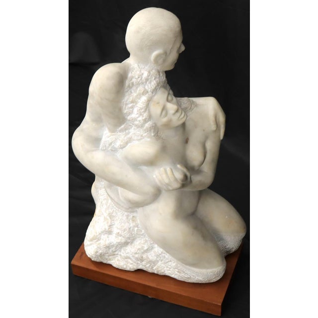 Mid 20th Century Mid-Century Modern Carved Marble Sculpture on Walnut Base For Sale - Image 5 of 14