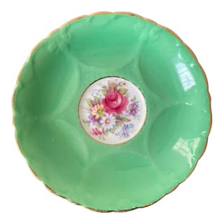 Antique English Green and Rose Porcelain Jewelry Dish by Paragon For Sale