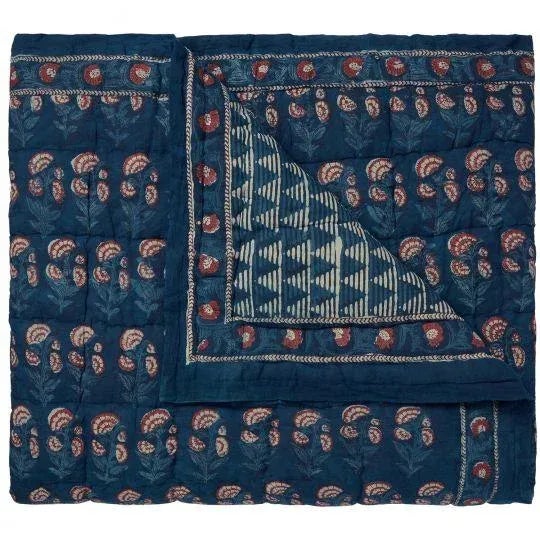 Textile Carnation-Delta King Indigo/Brick Red Reversible Quilt For Sale - Image 7 of 7