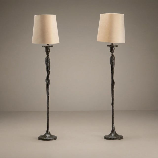 Giacometti Form Table Lamps in Bronze Finish by Porta Romana - Pair For Sale In New York - Image 6 of 11