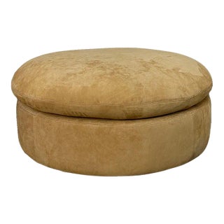 Contemporary Tan Leather Ottoman For Sale