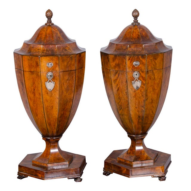 Pair of Regency Mahogany Knife Urns For Sale - Image 13 of 13