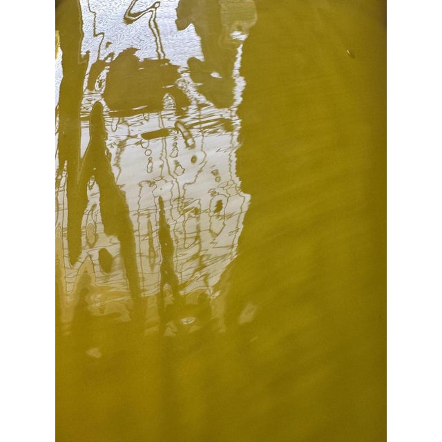 Large Vintage Murano Yellow Cased Opaline Glass Vase with Black Rim, 1970s For Sale - Image 6 of 7