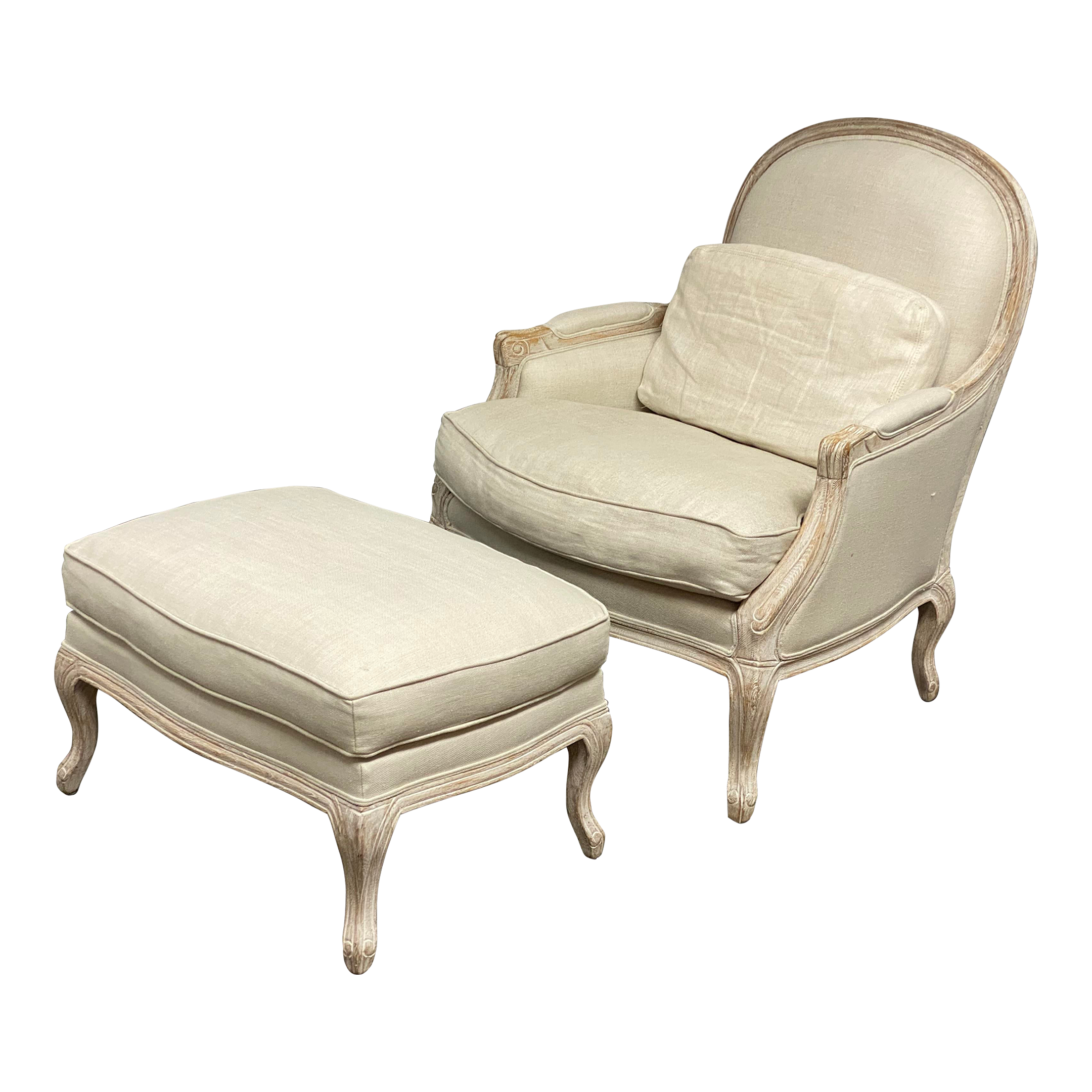 Restoration Hardware Lyon Bergere Chair + Cabriole Leg Ottoman - image 0