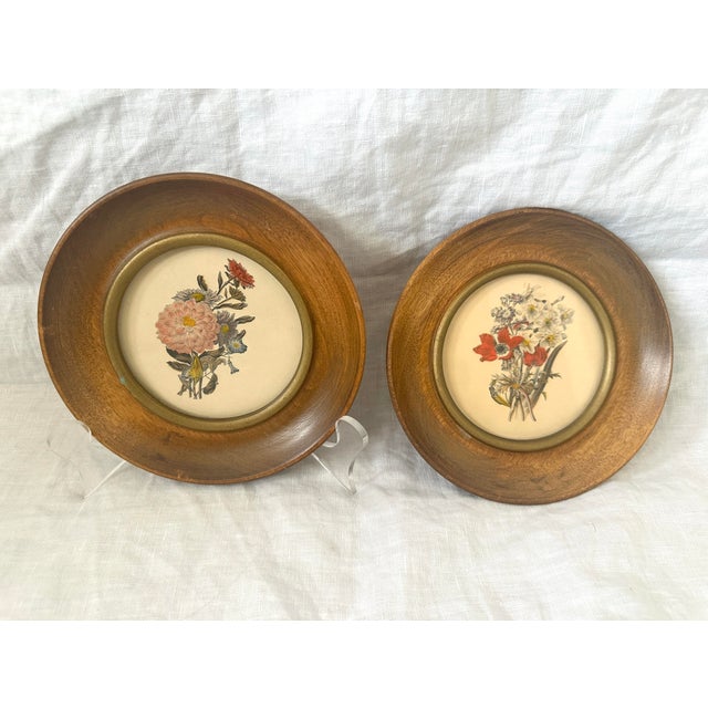 Pair of Small Wood Framed Floral Pictures For Sale - Image 4 of 4