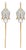Silver, Gold Lily Flower Earrings With Rock Crystal Briolettes, Pair For Sale