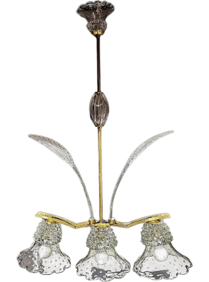 Rare 1940s Murano Art Glass Chandelier by Barovier & Toso — Italian Mid-Century Elegance