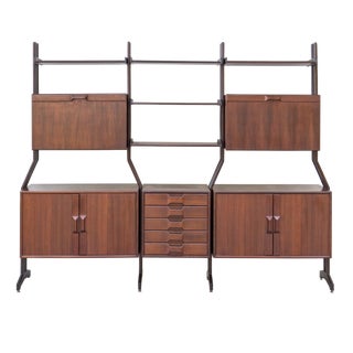 Vintage Italian Bookcase in Brass and Pagwood, 1960s For Sale