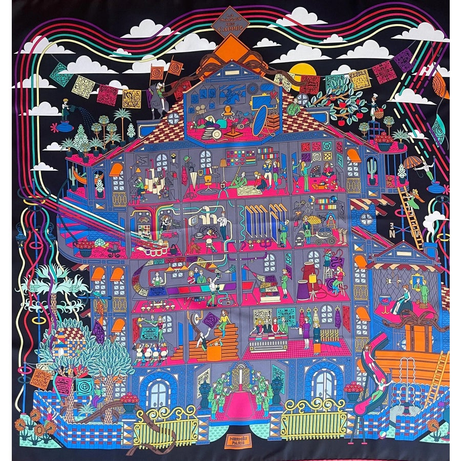 Hermès Silk Scarf Lla Maison Des Carrés” 2014 | Chairish