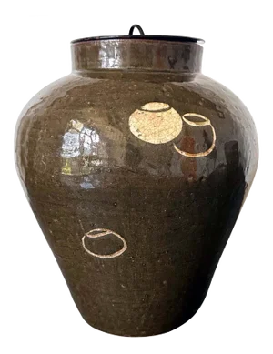 Japanese Ceramic Seto Tea Leaf Tsubo Jar Edo Period