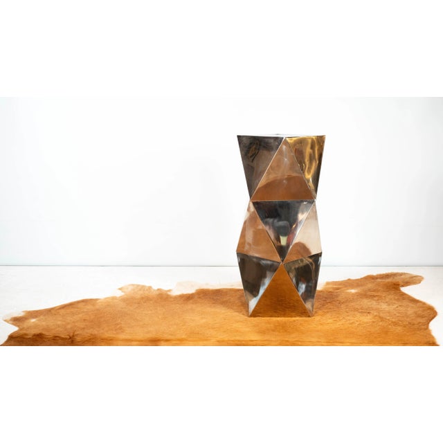Phillips Collection Late 20th Century Modernist Geometric 'Origami' Metal Sculptural Pedestal For Sale - Image 4 of 16