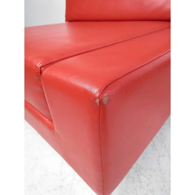 Metal Modern Style Vinyl and Chrome Slipper Chairs - a Pair For Sale - Image 7 of 8