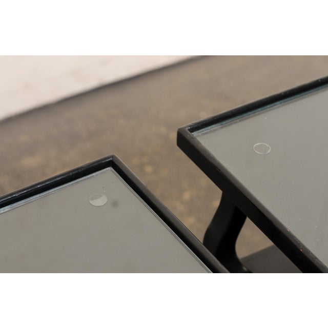 French Mid-Century 2-Tier Black End Tables For Sale - Image 9 of 12