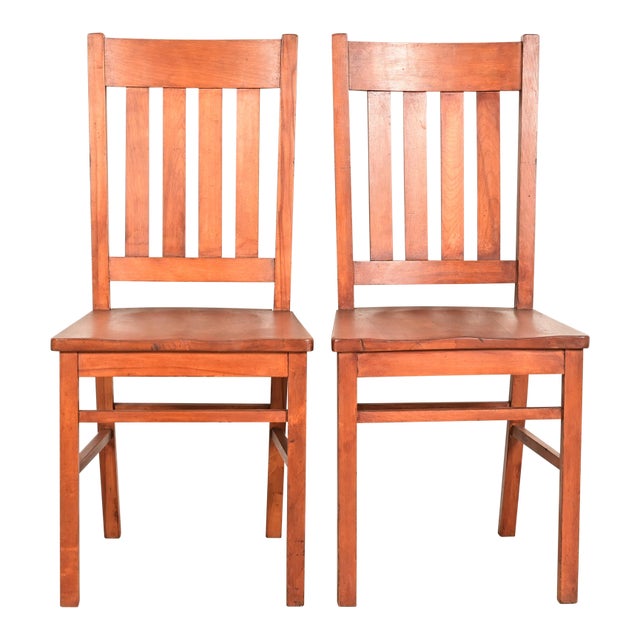 Limbert Style Antique Mission Oak Arts & Crafts Side Chairs or Dining Chairs, Pair For Sale