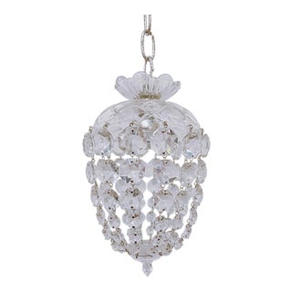 Vintage 1920s Glass Dish Basket Chandelier For Sale