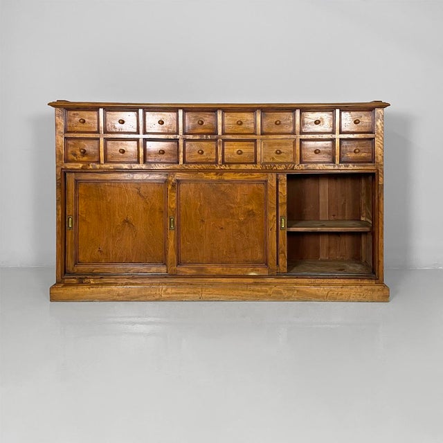 Wood Art Deco Italian Wooden Sideboard with Drawers and Compartment, 1930s For Sale - Image 7 of 18