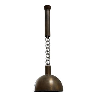 Apparatus + Alice Goldsmith Porcelain Link & Aged Brass Pendant Light Fixture For Sale