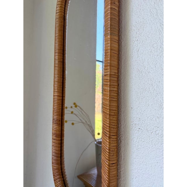 Wood Oval Wicker Mirror, Italy, 1960s For Sale - Image 7 of 15