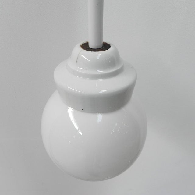 1930s Art Deco Hanging Lamp with White Glass Ball, 1930s For Sale - Image 5 of 14