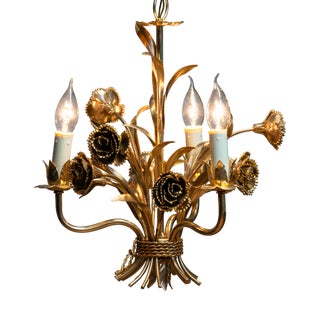Gilded Floral Chandelier attributed to Hans Kögl, Germany, 1970s For Sale