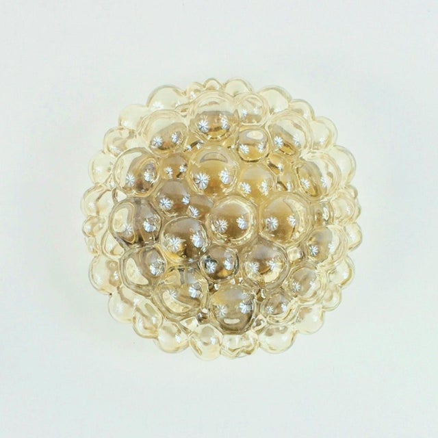 Mid-Century Modern Large Amber Bubble Glass Ceiling Flush Mount attributed to Helena Tynell for Limburg, Germany, 1960s For Sale - Image 3 of 11