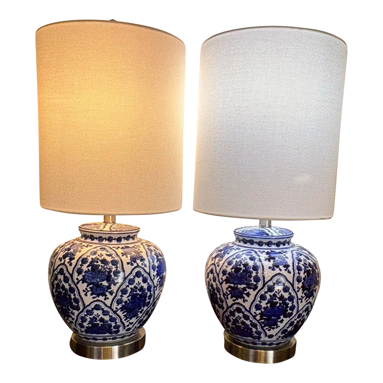 Vintage Chinoiserie Style Blue and White Ginger Jar 3-Way, Table Lamps ...