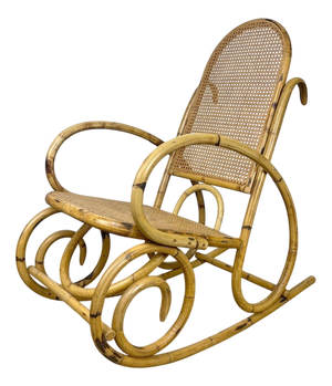 Rattan and Cane Rocking Chair, 1970s