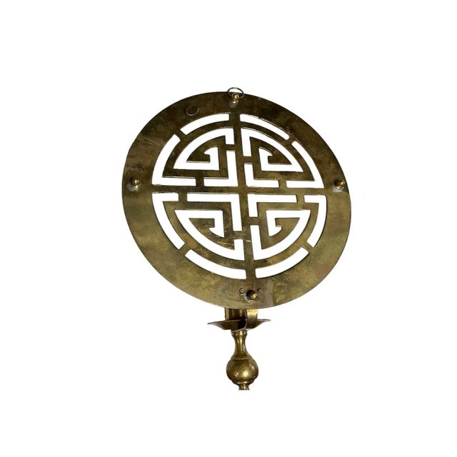 Vintage Brass Wall Candle Holders - a Pair For Sale - Image 4 of 6