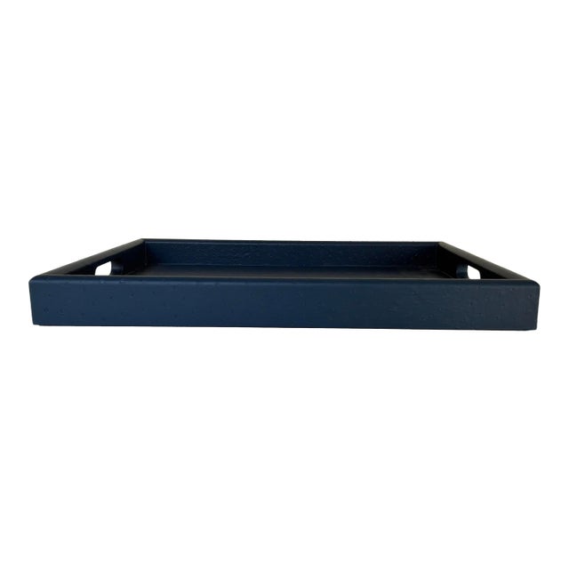 Made Goods Co Aisling Lg. Navy Ostrich Tray For Sale