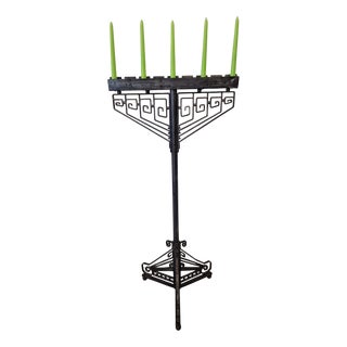 Art Deco Floor Candlestick in Metal For Sale