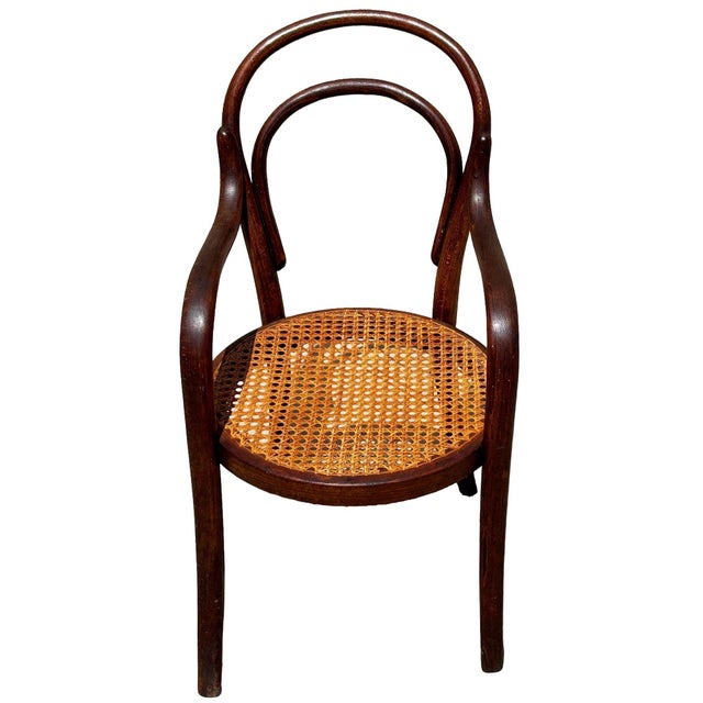 Vienna Secession Bent Oak & Cane Children's Chair No. 14 Attributed to Thonet For Sale - Image 4 of 11