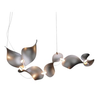 Dune 6 Curve Pendant Light in Aluminum with Silver Anodized Finish by Moss Objects For Sale