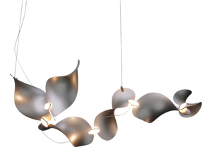 Dune 6 Curve Pendant Light in Aluminum with Silver Anodized Finish by Moss Objects
