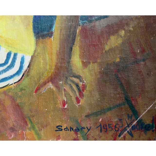 French School Artist, Young Woman at the Port of Sanary, Oil Painting on Canvas, Framed For Sale - Image 17 of 18