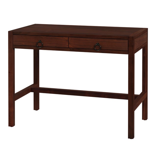 Brown Lark 40 in. W Rectangular Wood 2 Drawer Writing Desk, Walnut For Sale - Image 8 of 8