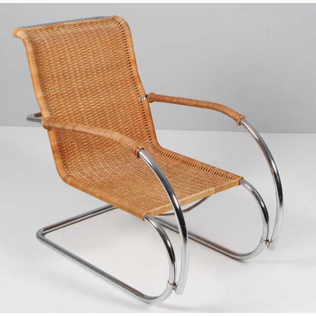 Brown Set of Vintage MR20 Lounge Chair and Ottoman by Ludwig Mies Van Der Rohe, 1960s For Sale - Image 8 of 15