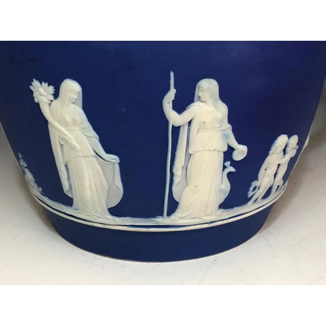 Antique Wedgwood Large Dark Blue Jasperware Pitcher Made in England For Sale In Los Angeles - Image 6 of 13