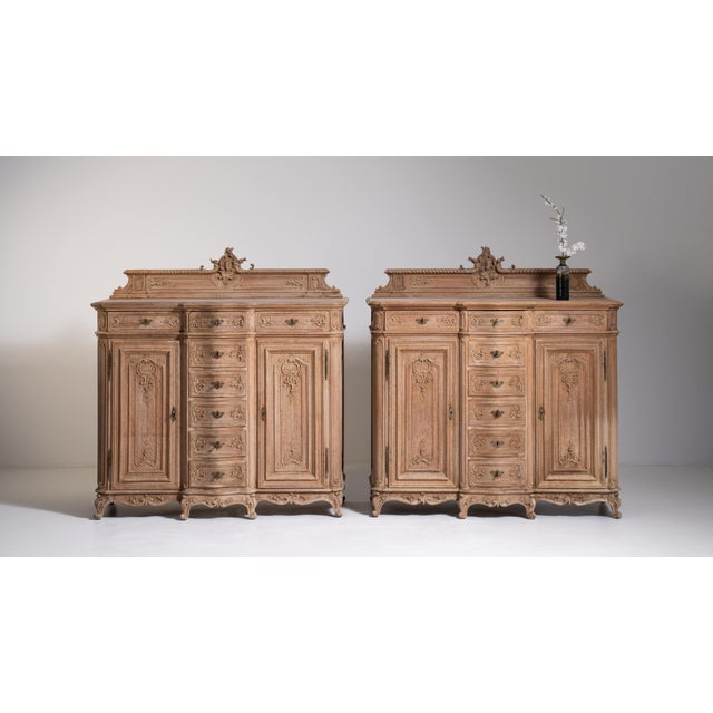 Rare Top Quality Pair of Louis XV Oak Buffets Belgium Late 19th Century For Sale - Image 4 of 17