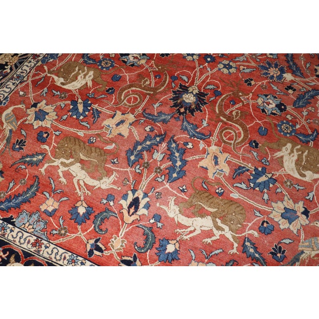Early 20th Century Persian Tabriz Hunting Animal Pictorial Rug For Sale In New York - Image 6 of 18
