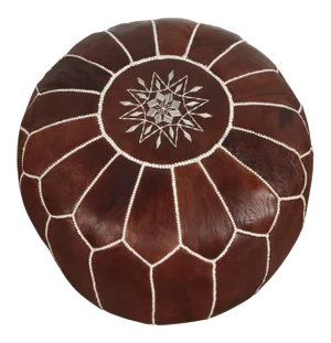Late 20th Century Vintage Moroccan Brown Leather Pouf