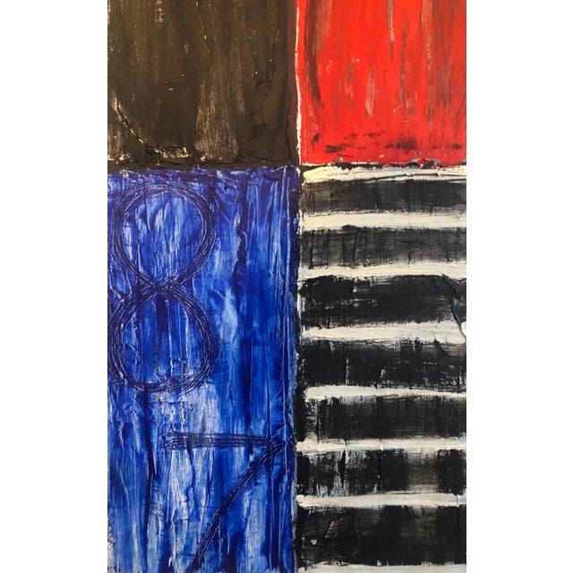 Paint Joan Kahn Rome Vibrant Bold Color Abstract Expressionist Modernist Oil Painting, 1987 For Sale - Image 7 of 8