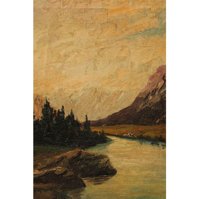 Continental School Mountain Landscape Oil Painting, Signed For Sale - Image 10 of 18