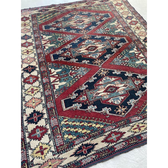 Mid 20th Century Vintage Kazak Medallions Tribal Rug 6 x 6.9 For Sale - Image 5 of 10