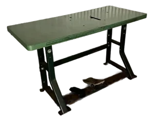 Vintage Industrial Green Sewing Table With Foot Pedals – Sturdy & Stylish