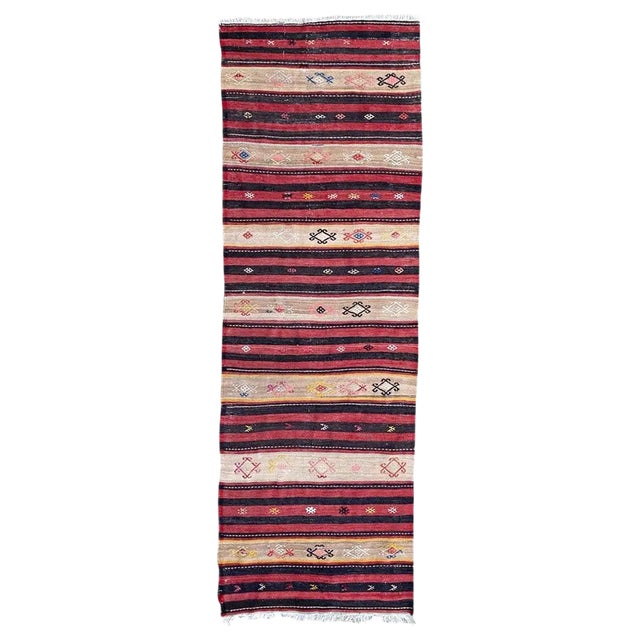 Mid-Century Kurdish Runner Kilim For Sale