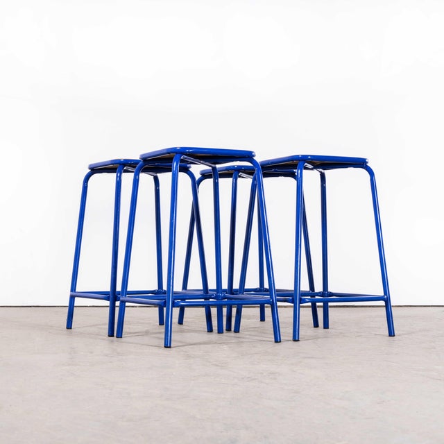 1970s French Bright Blue Laboratory Stools, 1970s, Set of 6 For Sale - Image 5 of 18