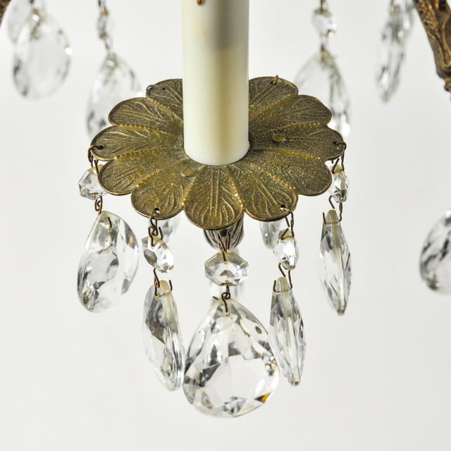 Hollywood Regency Large Vintage Brass and Crystal Chandelier 12 Arms For Sale - Image 3 of 17