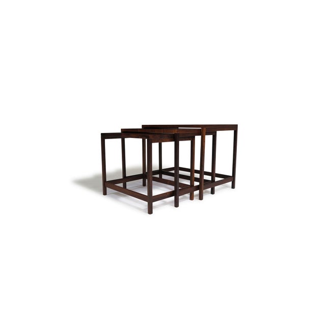 Danish Modern Brazilian Rosewood Nesting Tables, Set of 3 For Sale - Image 4 of 11