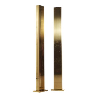 Casella Mid Century Brass Skyscraper Lamps - Pair For Sale